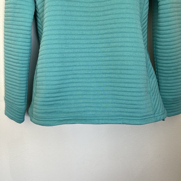 LL Bean Teal Ribbed Long Sleeve Pullover Sweatshirt Women’s Size Small W/Pockets - Picture 4 of 7